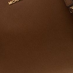 Pre Owned حقيبة يد مايكل كورس سحاب جت ست جلد سافيانو بنية فاتحة