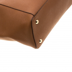 Pre Owned حقيبة يد مايكل كورس سحاب جت ست جلد سافيانو بنية فاتحة