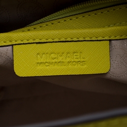 Pre Owned Michael Kors Lime Green Saffiano Leather Medium Selma Tote