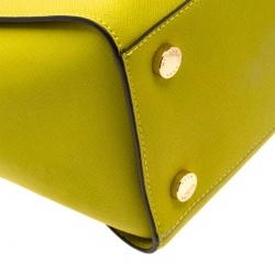 Pre Owned Michael Kors Lime Green Saffiano Leather Medium Selma Tote