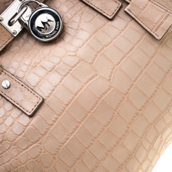 Pre Owned حقيبة يد مايكل كورس هاميلتون جلد نقش تمساح بيج