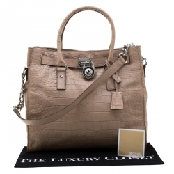 Pre Owned حقيبة يد مايكل كورس هاميلتون جلد نقش تمساح بيج