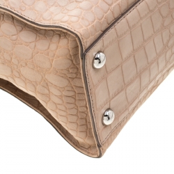 Pre Owned حقيبة يد مايكل كورس هاميلتون جلد نقش تمساح بيج