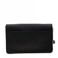 Pre Owned MICHAEL Michael Kors Black Leather Sloan Chain Clutch  