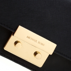 Pre Owned MICHAEL Michael Kors Black Leather Sloan Chain Clutch  