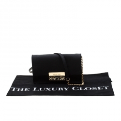 Pre Owned MICHAEL Michael Kors Black Leather Sloan Chain Clutch  