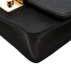 Pre Owned MICHAEL Michael Kors Black Leather Sloan Chain Clutch  