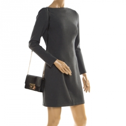 Pre Owned MICHAEL Michael Kors Black Leather Sloan Chain Clutch  