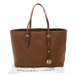 Pre Owned MICHAEL Michael Kors Brown Leather Jet Set Travel Tote