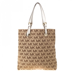 MICHAEL Michael Kors Beige/Brown Signature Canvas Large Jet Set Tote