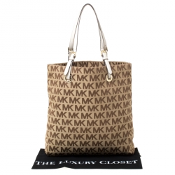 MICHAEL Michael Kors Beige/Brown Signature Canvas Large Jet Set Tote