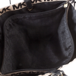 Pre Owned MICHAEL Michael Kors Black/Beige Signature Jacquard Tote 