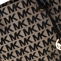 Pre Owned MICHAEL Michael Kors Black/Beige Signature Jacquard Tote 