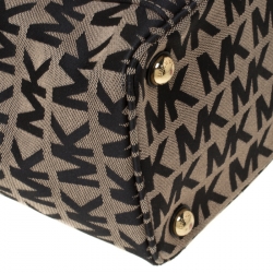 Pre Owned MICHAEL Michael Kors Black/Beige Signature Jacquard Tote 