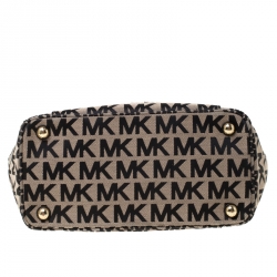 Pre Owned MICHAEL Michael Kors Black/Beige Signature Jacquard Tote 