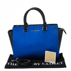 مملوكة مسبقًا Michael Michael Kors Blue/Black Saffiano Leather Medium Selma Tote