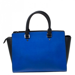 مملوكة مسبقًا Michael Michael Kors Blue/Black Saffiano Leather Medium Selma Tote