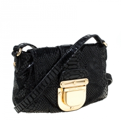 Pre Owned Michael Kors Black Python Embossed Leather Charlton Crossbody Bag