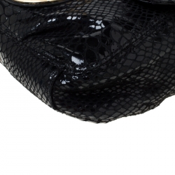 Pre Owned Michael Kors Black Python Embossed Leather Charlton Crossbody Bag