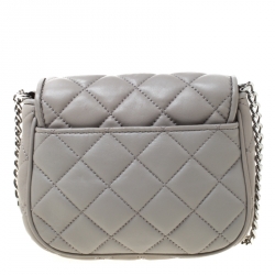 Pre Owned Michael Michael Kors Grey Quilted Leather Small Fulton Crossbody Bag