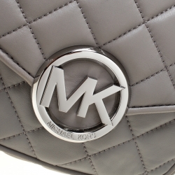 Pre Owned Michael Michael Kors Grey Quilted Leather Small Fulton Crossbody Bag