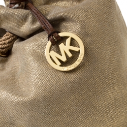 Pre Owned  حقيبة يد مايكل مايكل كورس رينغ كانفاس ميتاليك بيج