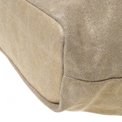 Pre Owned  حقيبة يد مايكل مايكل كورس رينغ كانفاس ميتاليك بيج