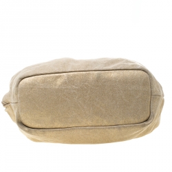 Pre Owned  حقيبة يد مايكل مايكل كورس رينغ كانفاس ميتاليك بيج