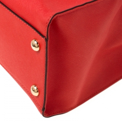 Pre Owned MICHAEL  Michael Kors Orange Saffiano Leather Large Hamilton North South Tote