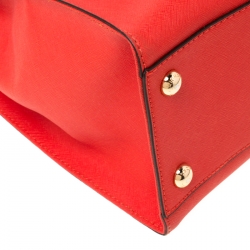 Pre Owned MICHAEL  Michael Kors Orange Saffiano Leather Large Hamilton North South Tote