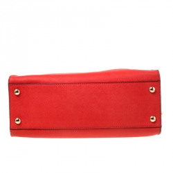 Pre Owned MICHAEL  Michael Kors Orange Saffiano Leather Large Hamilton North South Tote