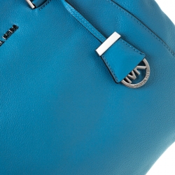 Pre Owned MICHAEL Michael Kors Light Blue Leather Riley Satchel        