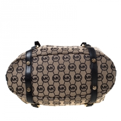 مملوكة مسبقًا حقيبة مايكل مايكل كورس بيدفورد كانفاس مونوغرامي و جلد بيج و أسود