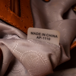 Pre Owned MICHAEL Michael Kors Orange Ostrich Embossed Leather Medium Hamilton Tote