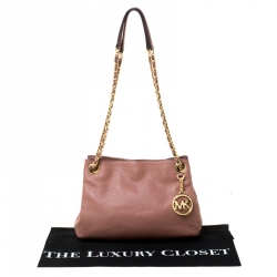 Pre Owned MICHAEL Michael Kors Old Rose Leather Small Jet Set Chain Shoulder Bag
