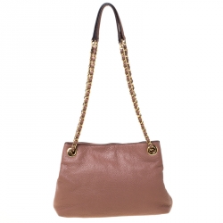 Pre Owned MICHAEL Michael Kors Old Rose Leather Small Jet Set Chain Shoulder Bag