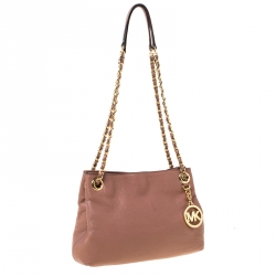 Pre Owned MICHAEL Michael Kors Old Rose Leather Small Jet Set Chain Shoulder Bag