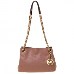 Pre Owned MICHAEL Michael Kors Old Rose Leather Small Jet Set Chain Shoulder Bag