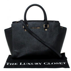 Pre Owned Michael Michael Kors Black Saffiano Leather Medium Selma Tote