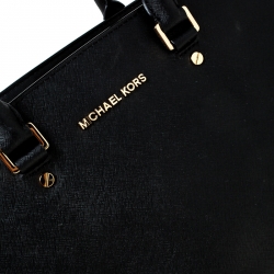 Pre Owned Michael Michael Kors Black Saffiano Leather Medium Selma Tote