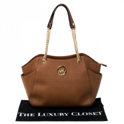 Pre Owned MICHAEL Michael Kors Tan Leather Jet Set Chain Shoulder Bag