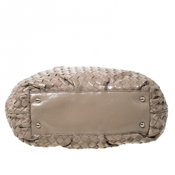 Pre Owned Michael Kors Beige Suede and Patent Leather Woven Tote