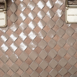 Pre Owned Michael Kors Beige Suede and Patent Leather Woven Tote