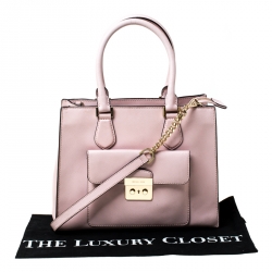 Pre Owned Michael Kors Pink Leather Medium Bridgette Tote