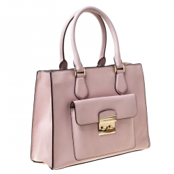 Pre Owned Michael Kors Pink Leather Medium Bridgette Tote