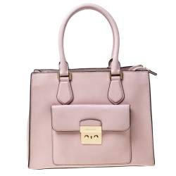 Pre Owned Michael Kors Pink Leather Medium Bridgette Tote
