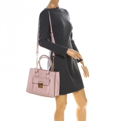 Pre Owned Michael Kors Pink Leather Medium Bridgette Tote