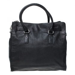 Pre Owned Michael Michael Kors Black Leather Large East West Hamilton Tote