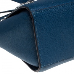 Pre Owned MICHAEL Michael Kors Blue Leather Studded Selma Crossbody Bag