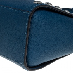 Pre Owned MICHAEL Michael Kors Blue Leather Studded Selma Crossbody Bag